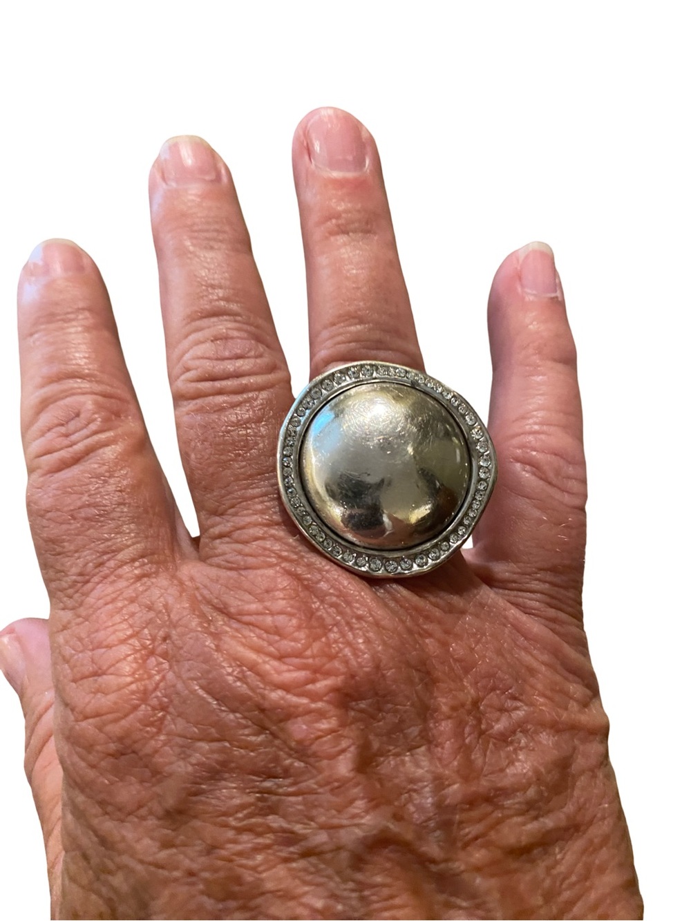 Brighton size 8 Silver Dome Cocktail Ring with Crystal Halo